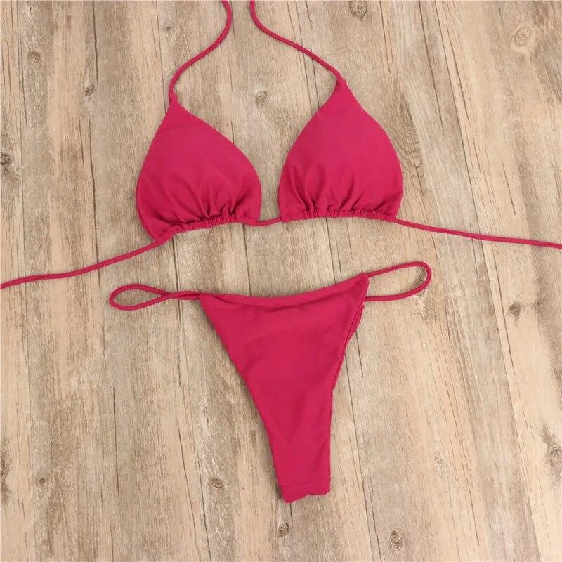 Sexy Women Bikini Brazilian Swimsuit Push-up Padded Bra Thong Two Pieces Swimwear Beachwear Bathing Suit Femme