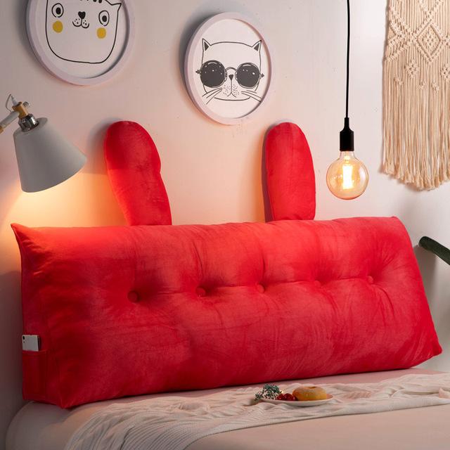 Large Soft Velvet Backrest Pillow Solid Bedside Cushion Removable Plush Seat Cushion Back Support for Couple