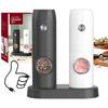 CIRCLE JOY Rechargeable Pepper Grinder Automatic Pepper Mill Charging White LED Adjustable 70ml Easy Black and White Set, Set, Base, Light,