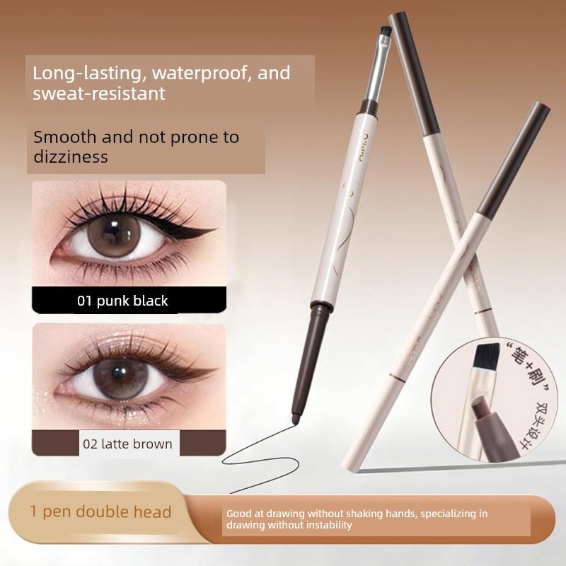 Double-Ended Gel Eyeliner Pen with Blade Brush, Smudge-Proof, Waterproof, Long-Lasting, for Beginners, Ultra-Fine Eyeliner Pen