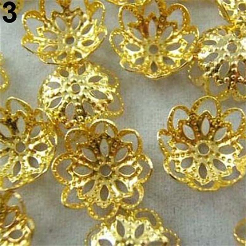 Accessories 200Pcs Hollow Flower Loose Beads 10MM Bead Caps DIY Founding Jewelry Findings Fashionable