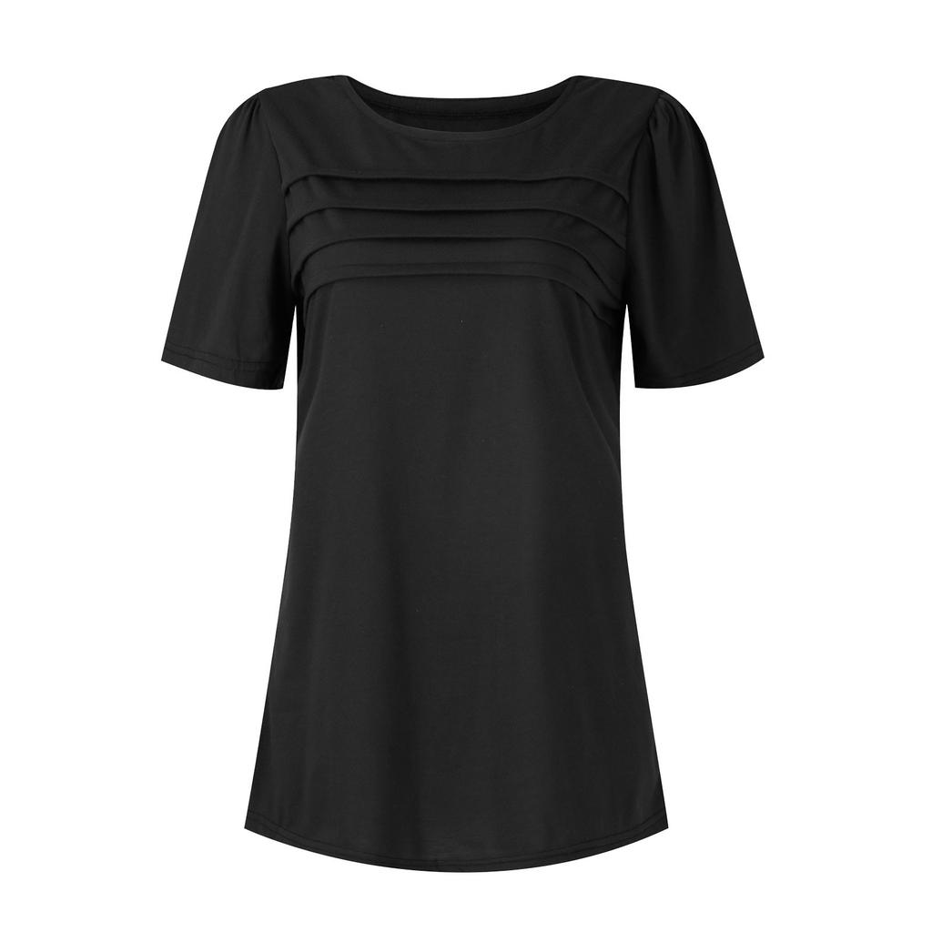 Женские летние топы с короткими рукавами, однотонные рубашки с круглым вырезом, повседневные футболки