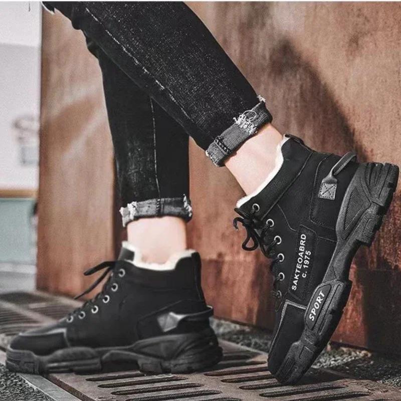 Модные новые зимние мужские ботинки, теплые, удобные, мужские зимние ботинки, износостойкие, на толстой подошве, универсальные мужские хлопковые туфли Botas Para Hombre