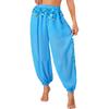 Ladies Belly Dance Costume Sequins Bloomers Side Split Design Semi See Through Loose Pants Performance Wear