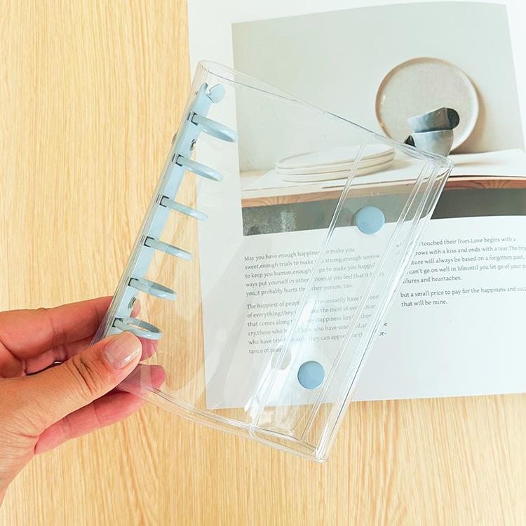 A7 Double Botton Colorful Transparent PVC Soft Cover Binder Cover Journal Sketchbook Accessories Diary Office Supplies