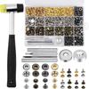 BUDDUR Leather Rivets Kit With Snap Fasteners And Double-Sided Nylon Hammer For Leather Working DIY Handmade Craft Tools Set