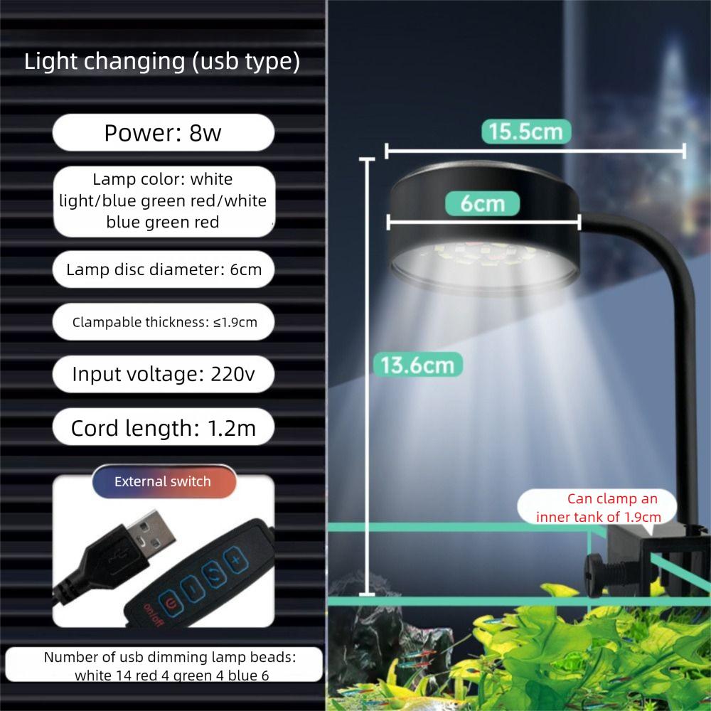 90 Degree Bend Fish Tank Clip Lamp 3 Color Modes LED Aquarium Light Aquarium Accessories