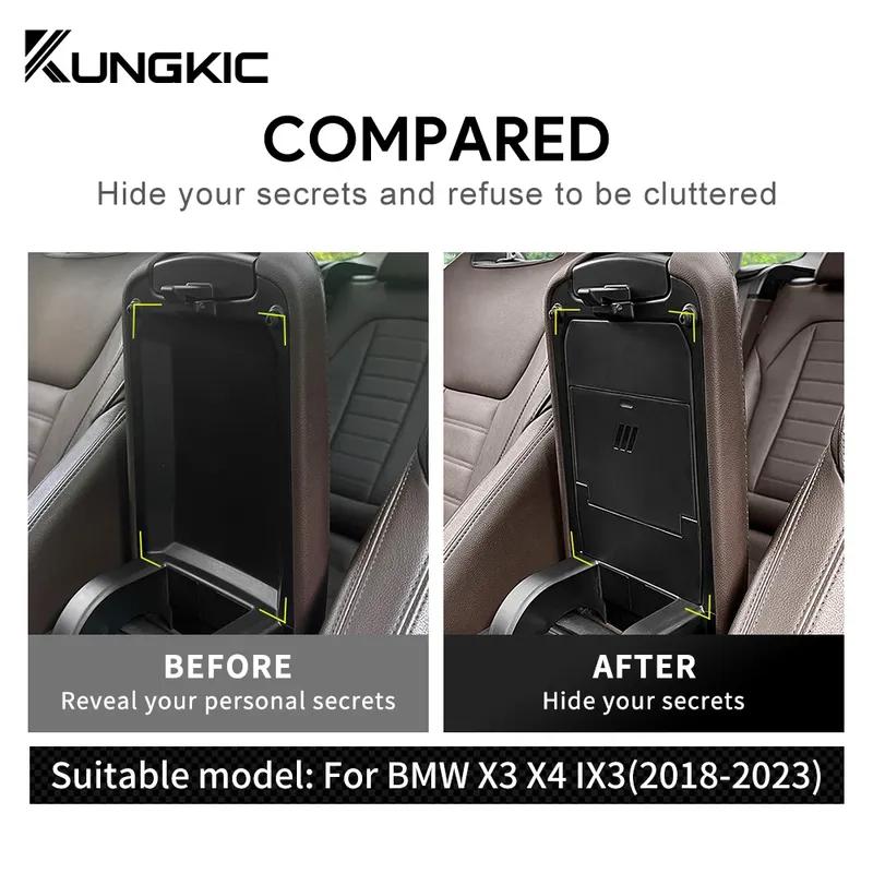 Car Armrest Hidden Storage Box For BMW X3 G01 iX3 X4 G02 X3M F97 X4M F98 Auto Product Interior Modification Organizer Accessory