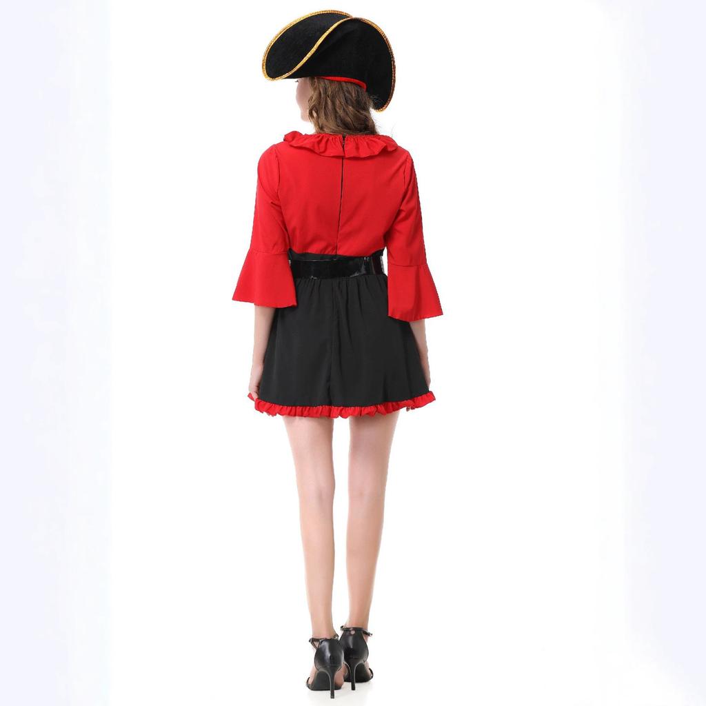 M-XL Vintage Pirate Captain Caribbean Cosplay Ladies Costume Halloween Show Costume