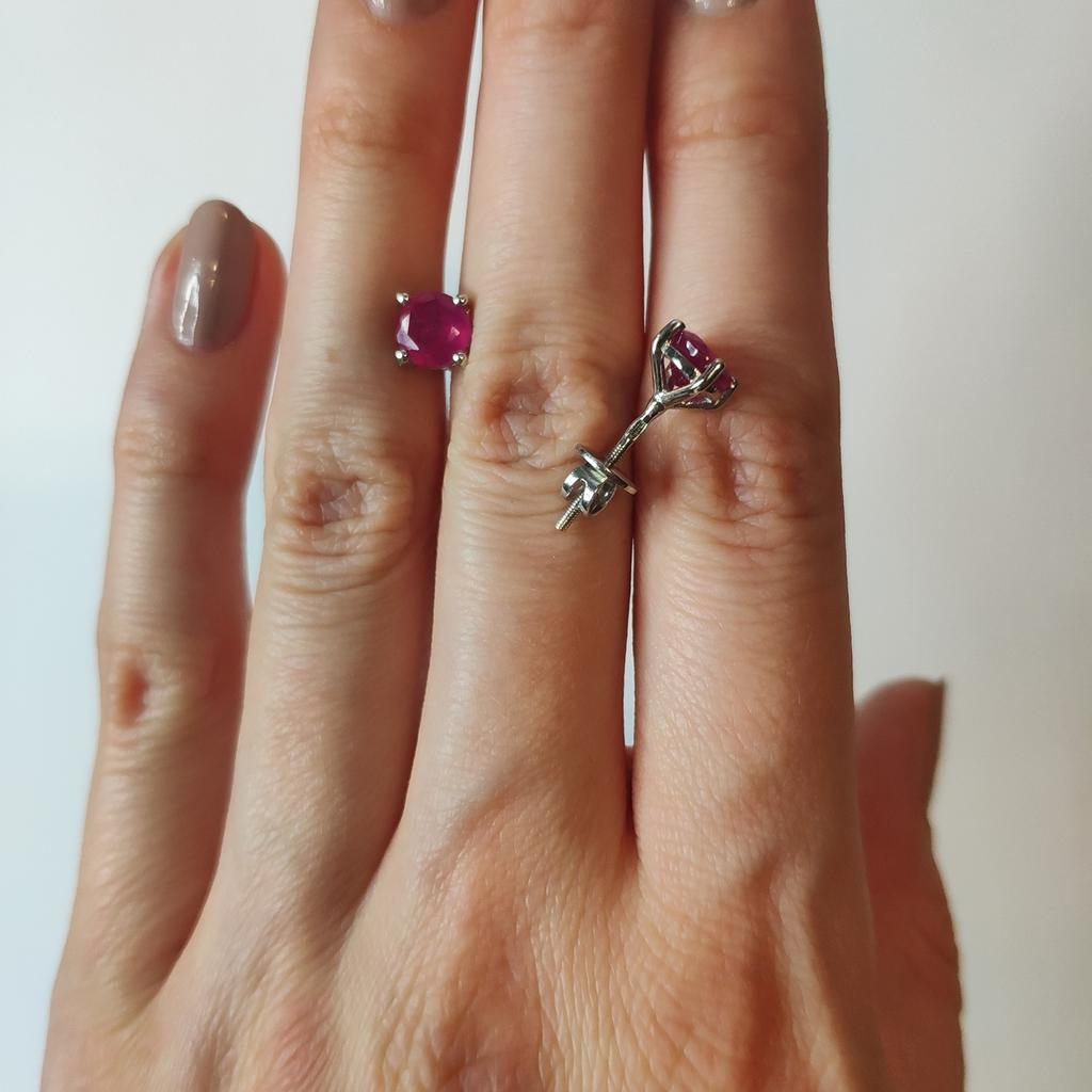 Серебряные серьги с натуральным рубином 1.345ct (2123354)