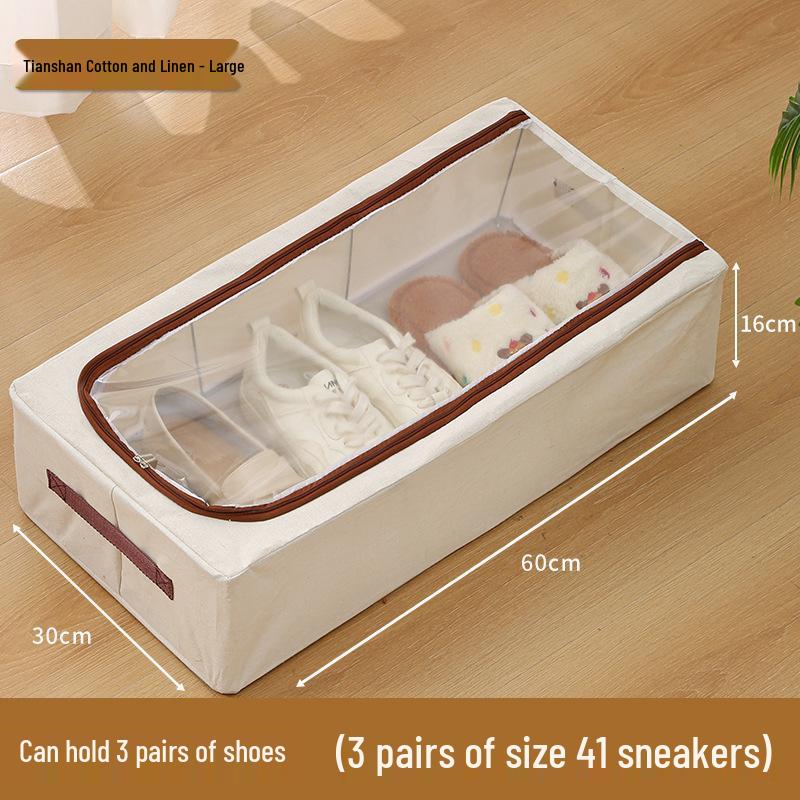 Прозрачный ящик для хранения обуви и ботинок со стальным каркасом - Складной, Пыленепроницаемый, Органайзер под кровать, Не требует установки