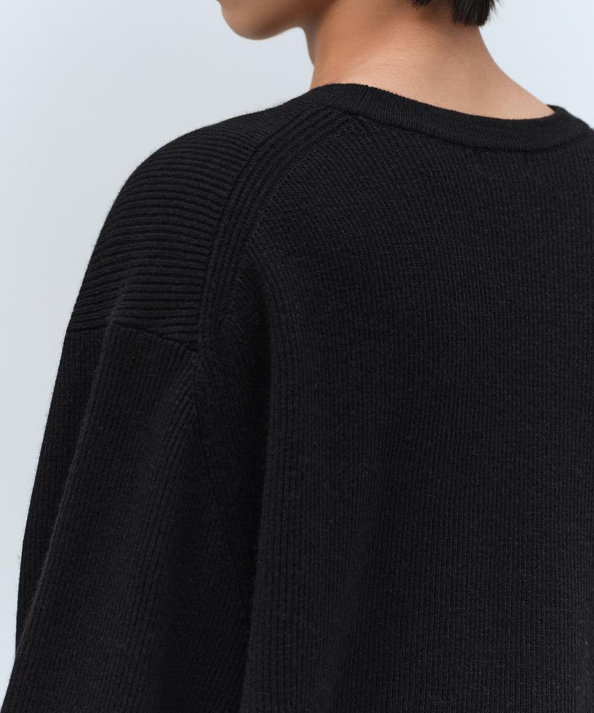 MUSINSA STANDARD [Victoria Wool] Minimal Ribbed Crew Neck Knit [Black]