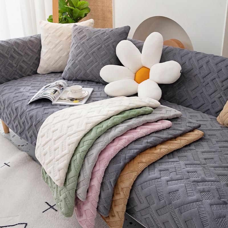 Winter Thickened Cotton Padded Plush Sofa Cushion Anti-Slip Cover Cloth Four Seasons Universal All-Inclusive Sofa Cover