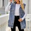 IHUASU Женский винтажный джинсовый жилет куртка свободные повседневные трендовые жилеты