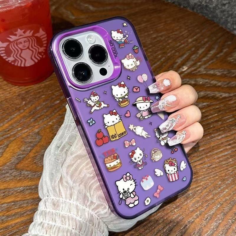 Hello Kitty подходит для чехла на мобильный телефон Apple 16plus iPhone15 мультяшный 14Plus противоударный 13 креативный 12 милый