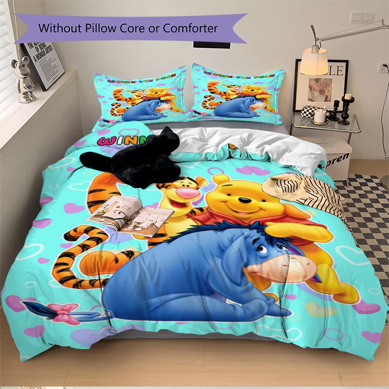 3Pcs Winnie Pooh Adventure Bedding Set Quilt Cover Pillowcase Home Christmas Xmas Halloween Gift 1 Duvet Cover 2 Pillowcase M924576
