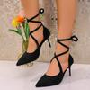 Fashion 2025 Fashion Ankle-wrap Women's Sandals Novelty Pointed Toe Lace Up Thin Heels Pumps Retro Sexy High Heels Dress & Party Shoes