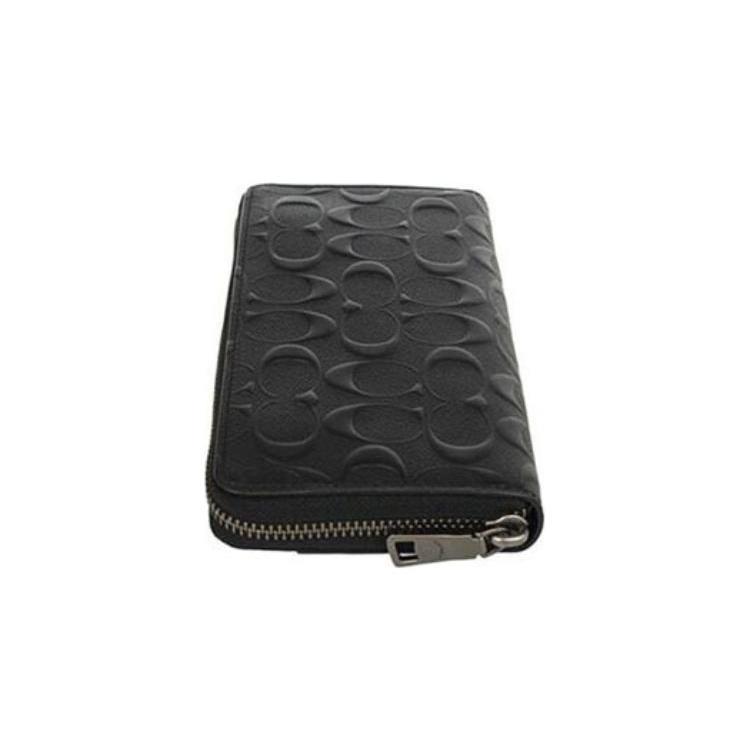 COACH Accordion Wallet Cross Grain Leather Wallet Men's Black (Unisex) Wallets 58113 BLK