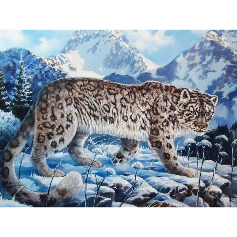 DIY 5D алмазная живопись снежные барсы Алмазная вышивка пейзажи животные вышивка крестиком полная круглая дрель домашний декор подарок