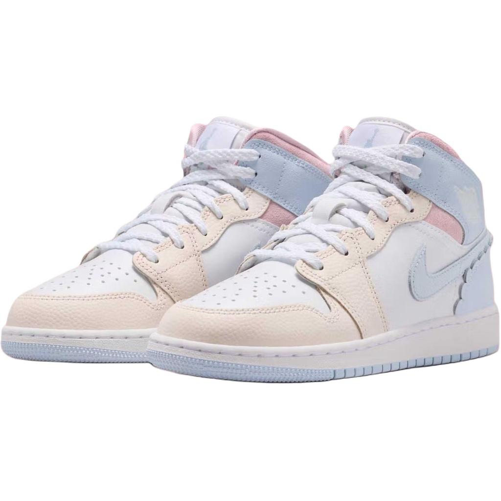 Jordan Air Jordan 1 Mid top Children's Basketball Shoes White Blue Teenagers IB7057-403