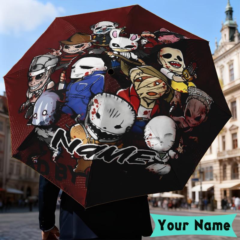 Custom Name Halloween Horror Movie Umbrella, Foldable Umbrella Suitable for Outdoor Shopping Travel Sports, Exquisite Gift for Family