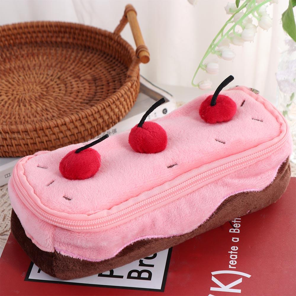 Cosmetic Bags Plush Pen Bag Cherry Cake Pencil Pouch Fashion Stationery Bag Stationery Box