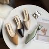 Half Slippers Women's 2025 Summer New Pointed Middle Heel Women Slippers Korean Version Outside Wearing Muller Shoes