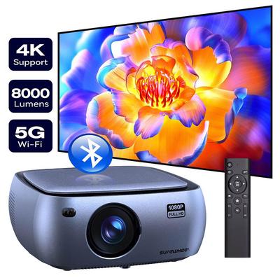 Проектор SUREWHEEL K10, собственное разрешение 1080P, поддержка 4K, дисплей 200 дюймов, 5G WiFi и Bluetooth 5.0, 12000 люмен