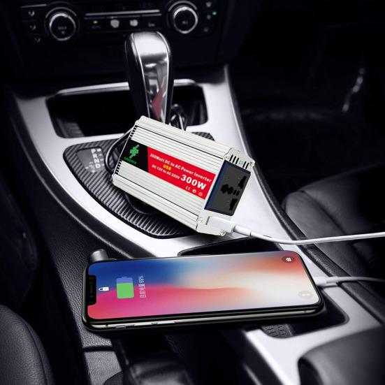 Инвертор синусоидальной волны, быстрая зарядка, алюминиевый сплав постоянного тока 12 В в переменный ток 220 В, автомобильный преобразователь для авто