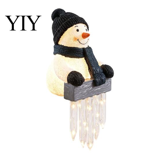 Festive Patio Railing Accents Winter Snowman Icicle Light, Christmas Penguin Santa Warm Home Atmosphere Glow LED Holiday Ornament for Porch,