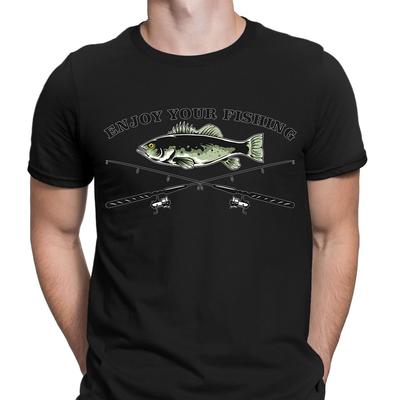 Наслаждайтесь своей рыбалкой Футболка Рыба Рыбак Подарок Смешная Новинка Мужские футболки #F#D6