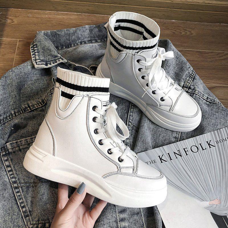 Footwear Sneakers Booties High Platform Sock Short Shoes for Woman Black Women's Ankle Boots Sports New In Spring 2024 Pu Hot 39