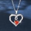 Temperament Red Love Heart Pendant Necklace Female Silver Color Chain Necklace Wedding Party Jewelry