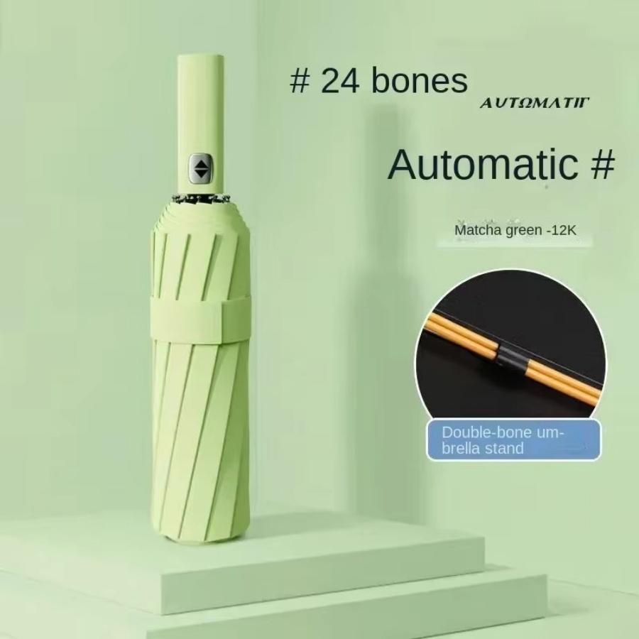 Ветрозащитный Большой Зонт Мужской, 106см Большой Однотонный Автоматический Зонт Прочный, 24 Спицы, Солнце-Дождь Складной Зонт Простой Стиль