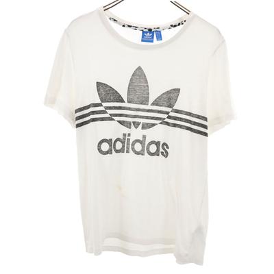 adidas Originals Футболка с логотипом трилистника, короткий рукав, L, белая, женская, б/у