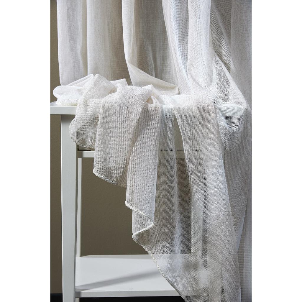 Экрю/кремовый цвет Вертикальная дорожка в виде льна Тюль Занавес Остин Ворс без усадочных экстрактов