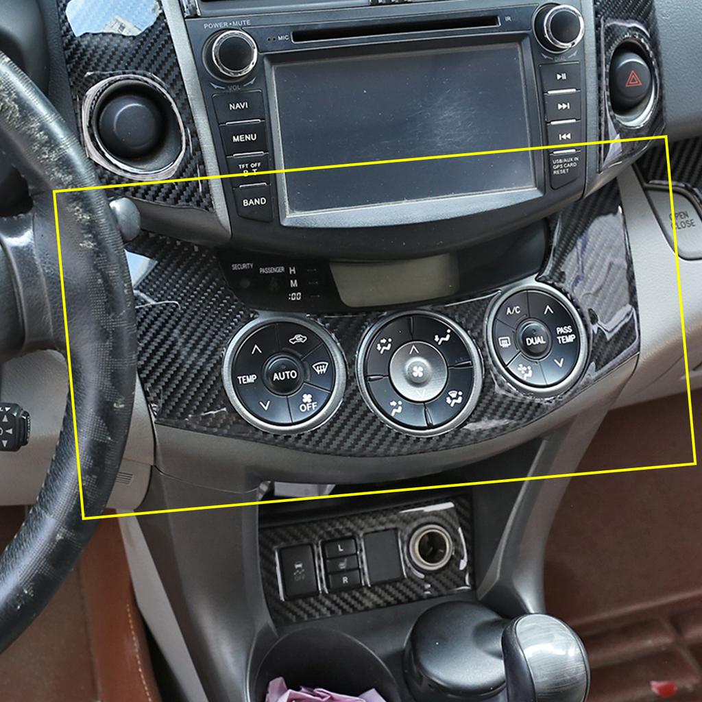 For Toyota Rav4 RAV 4 2006-2012 Soft Carbon Fiber Car Center Control Warning Light Switch Air Condition Vent Cover Trim Sticker