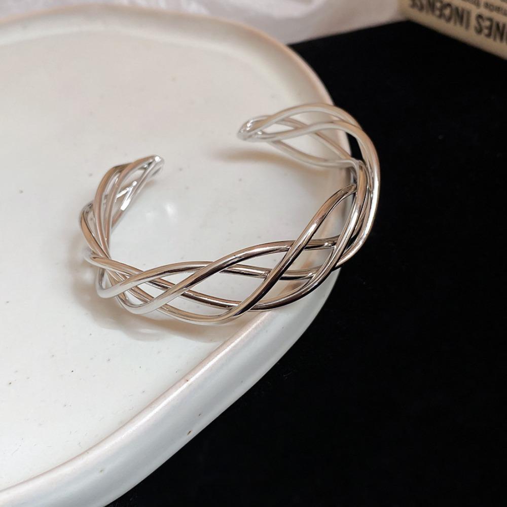 Железные браслеты-манжеты Золотой Серебряный Преувеличенный браслет Уникальный широкий открытый браслет Девушки