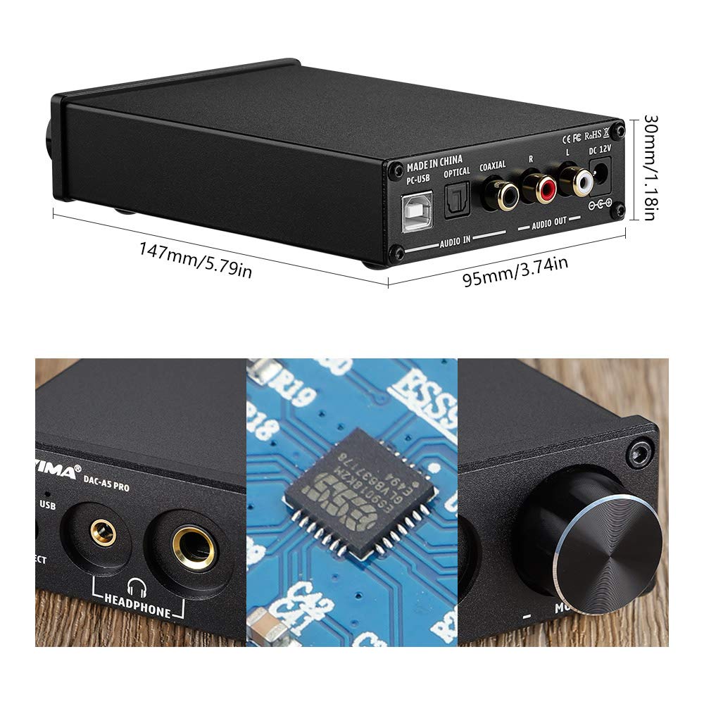 AIYIMA DAC-A5 PRO USB Headphone Amplifier Black