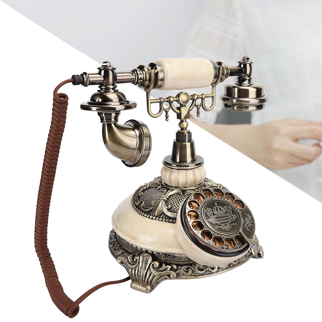 Антикварный бронзовый стационарный телефон с вращающимся циферблатом, настольный звонок для домашнего офиса, отеля