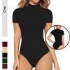 Slim Fit Women's High Neck Short Sleeve Solid Color Shapewear Jumpsuit