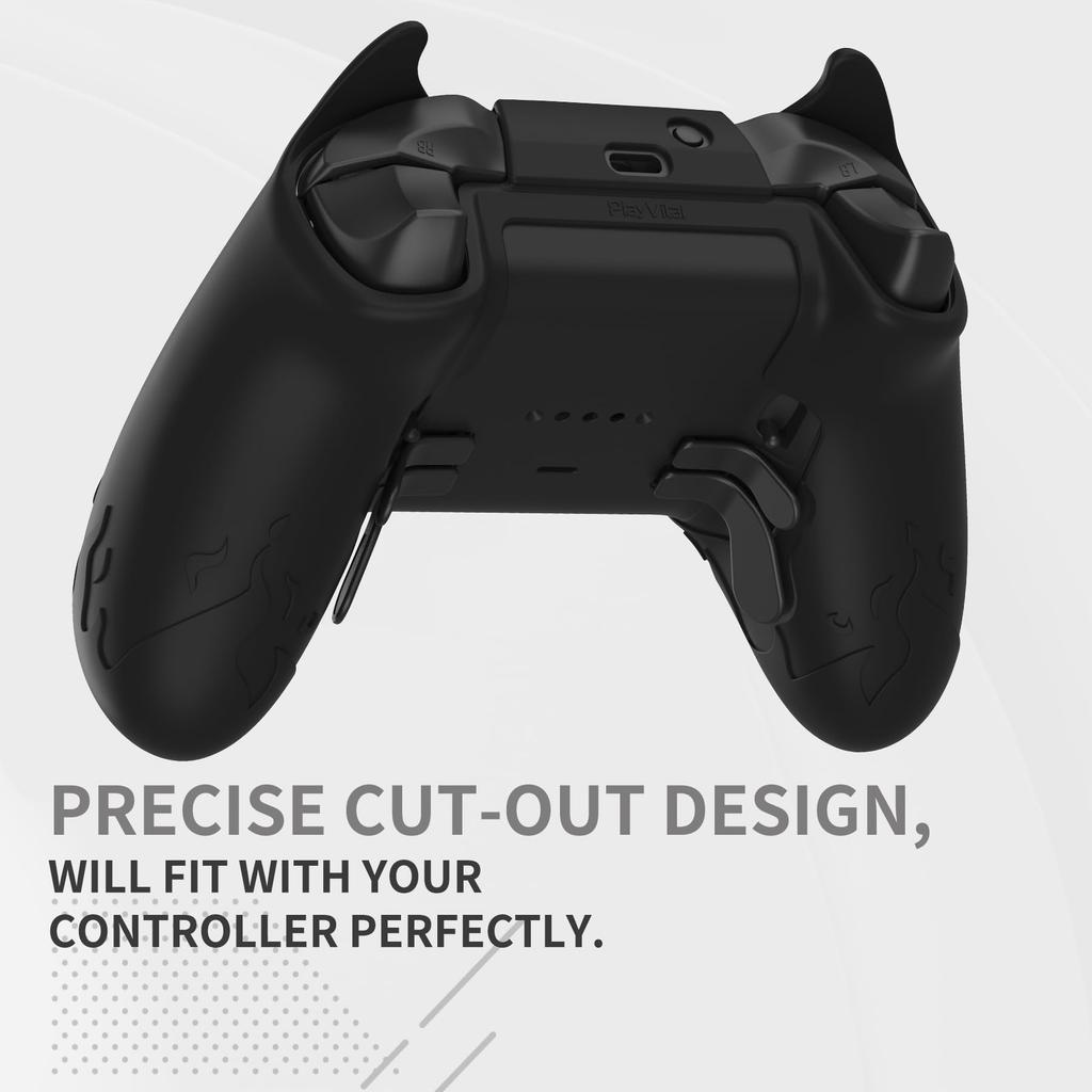 PlayVital Cute Demon Silicone Cover for Xbox Elite Wireless Controller Series Includes Thumb Grip Caps 2, (Black)