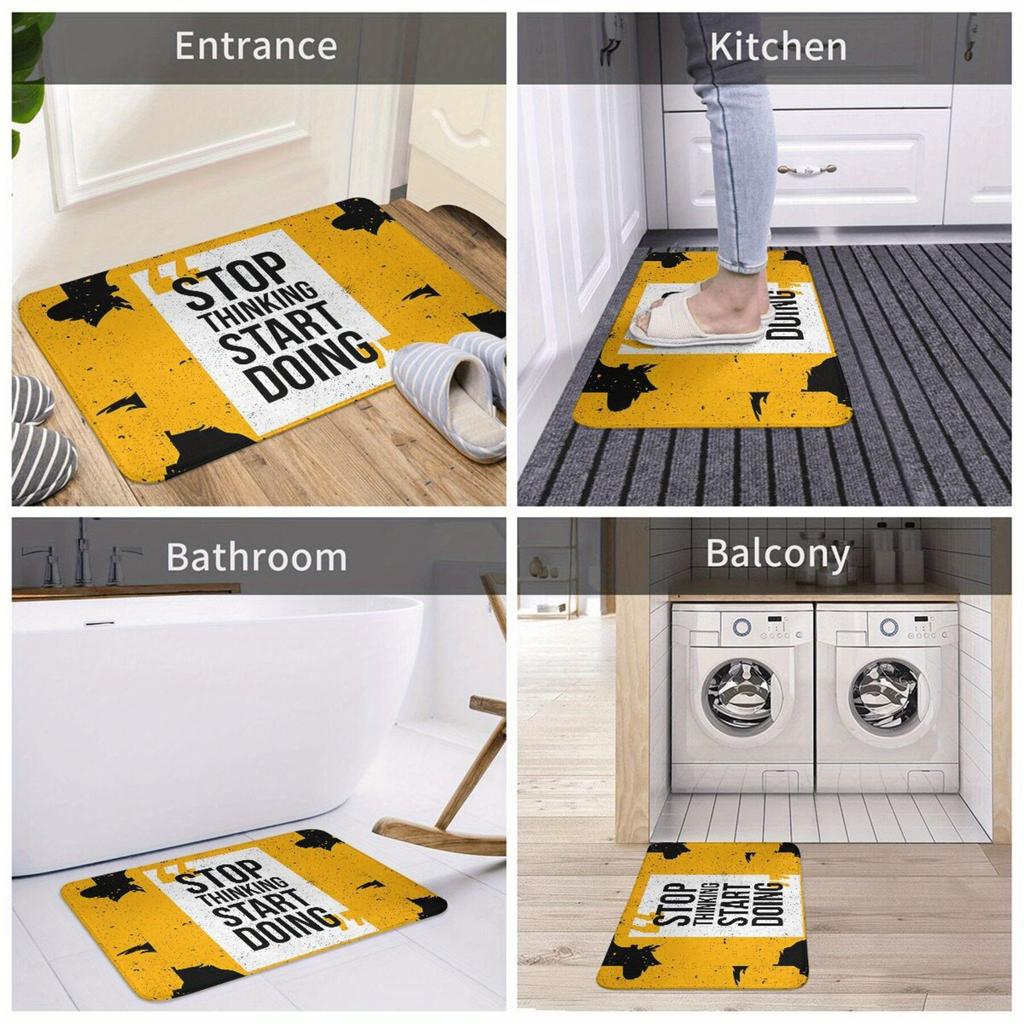 Motivational Funny Doormat Floor Mat for Entryway Decor Inspirational Quote Thinking Doing Mat for Home Entrance