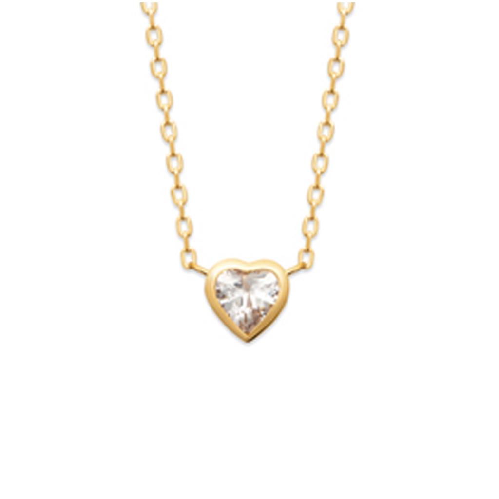 Les Trésors De Lily [R2929] - Gold Plated Necklace 'Love' White Gold - 7x7 Mm