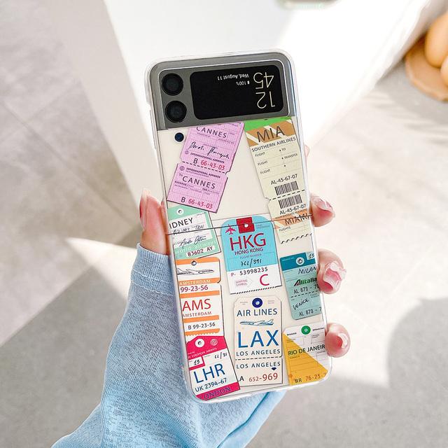 Для Samsung Galaxy Z Flip 4 3 Чехол с наклейкой и штампом, окрашенный прозрачный противоударный жесткий чехол для Samsung Z Flip4 Zflip3 Чехол