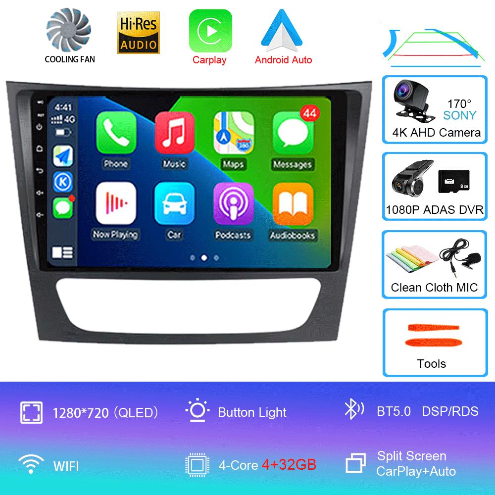 Для Mercedes-Benz E-класса W211/CLS-класса 2005-2008 2din Автомагнитола Android 14 Автомобильный мультимедийный плеер GPS WIFI Carplay DSP Монитор