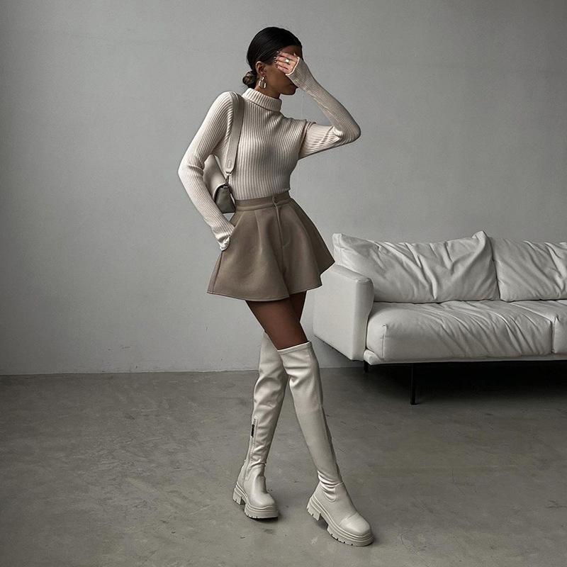 Женские шорты с высокой талией, повседневные свободные трапециевидные широкие шорты, однотонные модные карманные офисные женские брюки, уличная одежда, короткие женские брюки