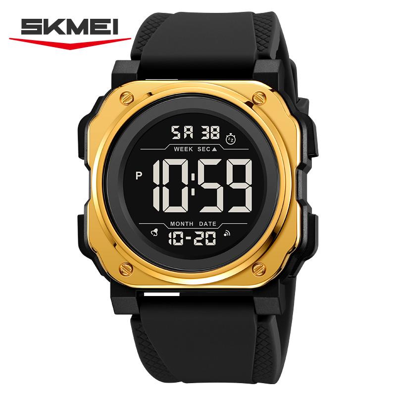 Skmei 2511 Модные цифровые часы для мужчин Силиконовый ремешок Водонепроницаемость Многофункциональность Ночная подсветка Спортивные часы Завод