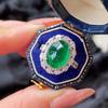 New Product Simulation Emerald Tourmaline Open Ring Female, Luxury Oval Full Diamond Ring