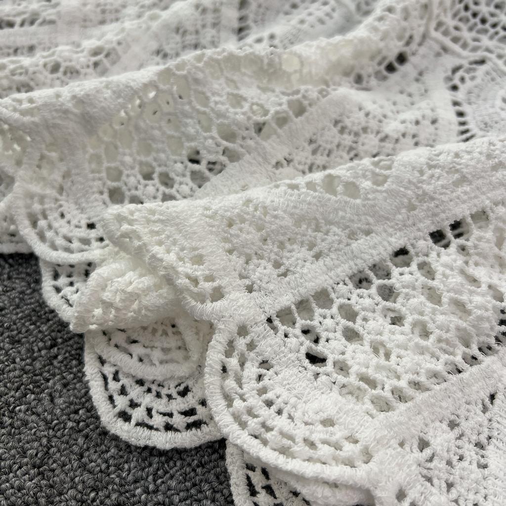 Dimanaf New 2025 Skirt Suit Women Knitting Beach Short Sleeve Lace Hollow Out Sexy O-Neck Hollow Summer Style Tops Tees Loose Basic